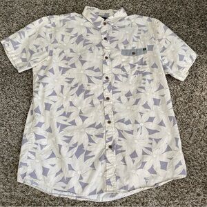 Rip Curl Shirt Men's L White Light Purple Floral Button-Up Hawaiian Beach **Flaw